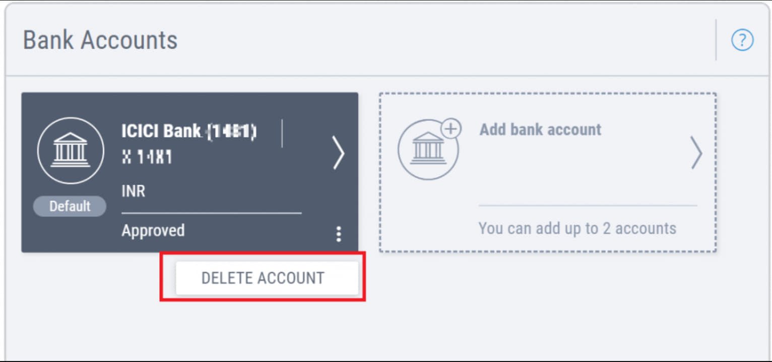 delete payoneer account option
