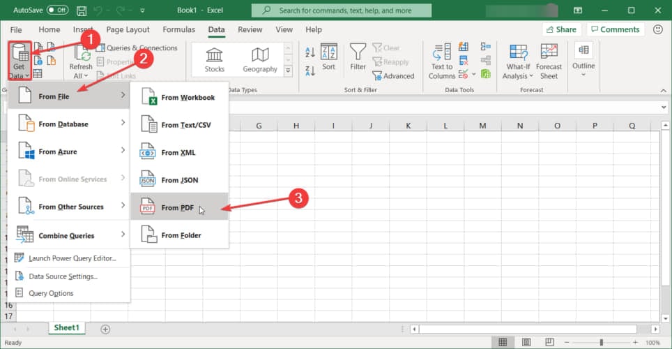 get file how to import data from pdf to excel