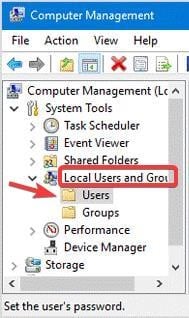Open local users and groups.