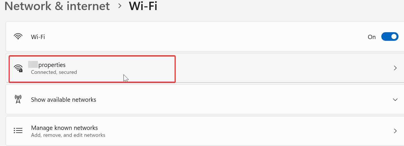 network properties settings