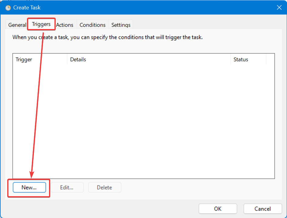 new triggers in task scheduler