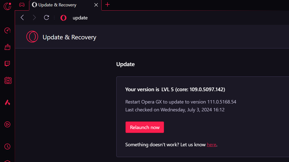 opera gx relaunch after update