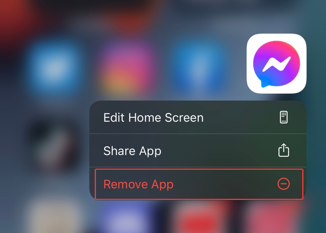 remove app option in iPhone