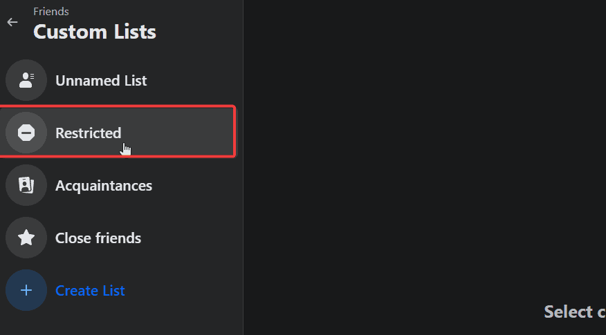 restricted friends facebook