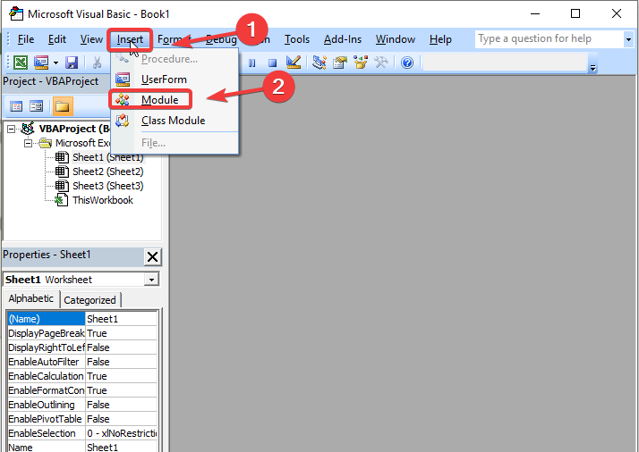 fix vba error 400 select module