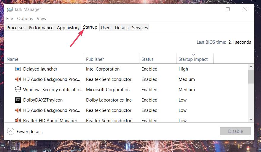 Startup tab opera download stuck at 100