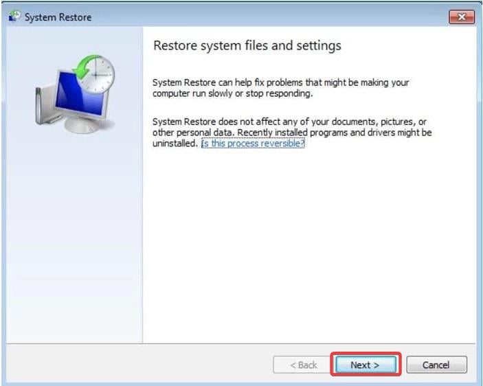 System restore windows 7.