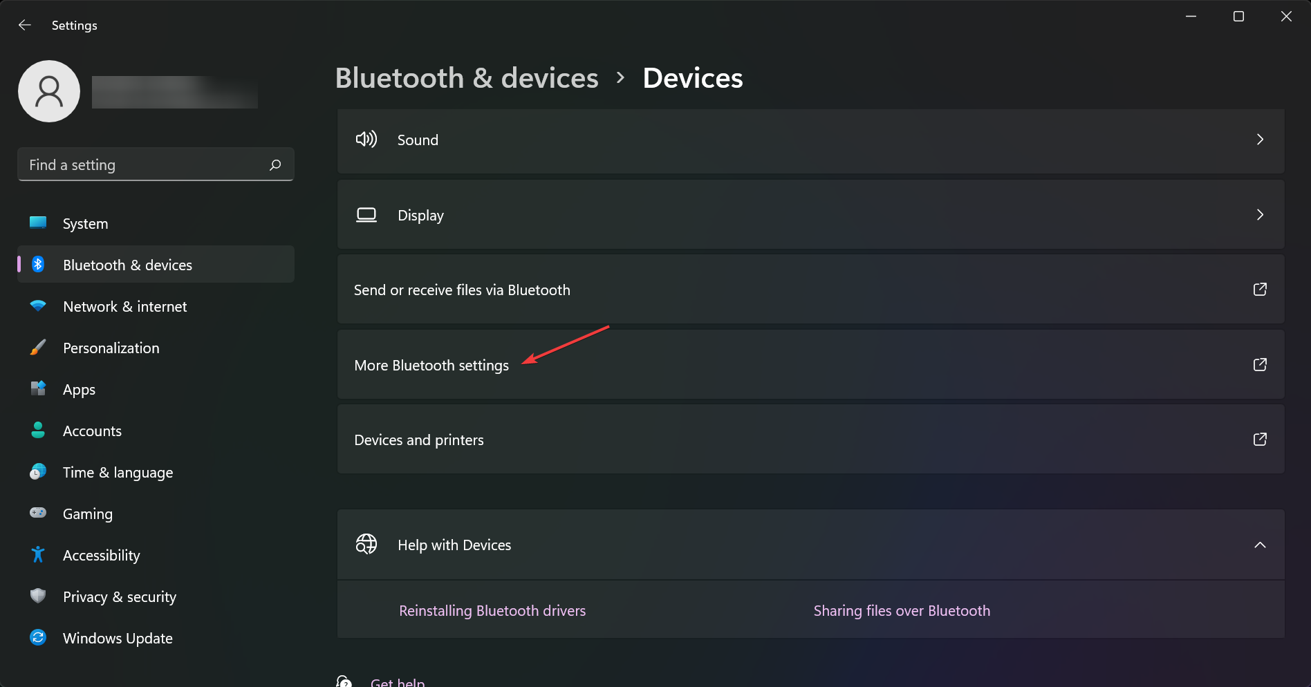 more Bluetooth settings