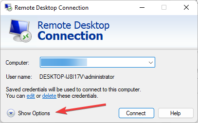 CLick on More option in Remote Desktop menu