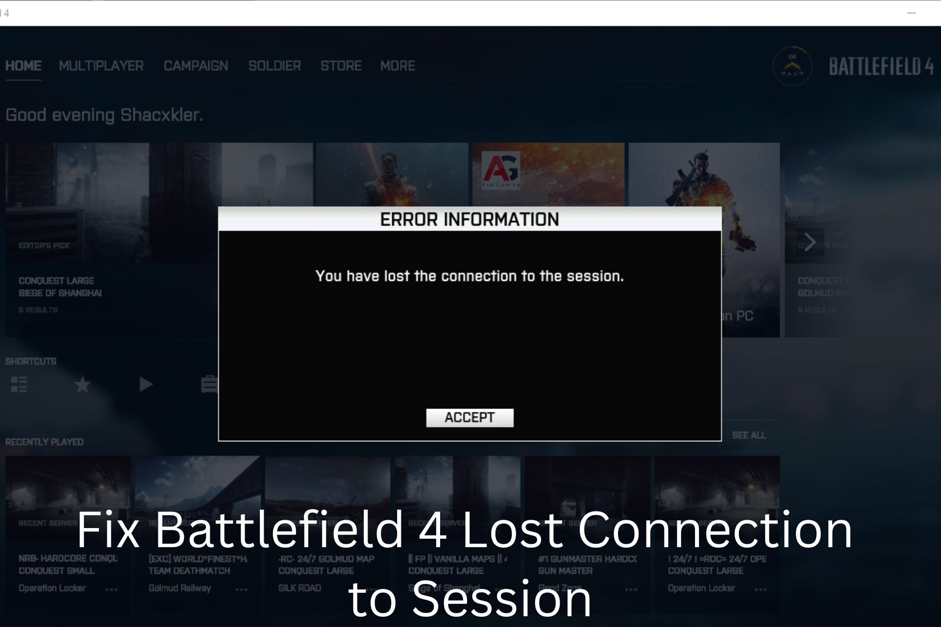 battlefield 4 lost connection to session pc