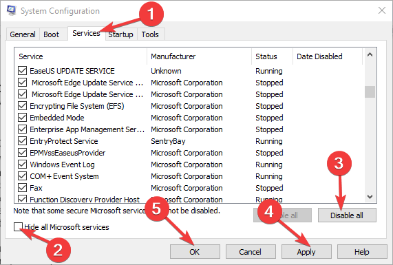 Hide Microsoft services - windows file explorer not showing top bar