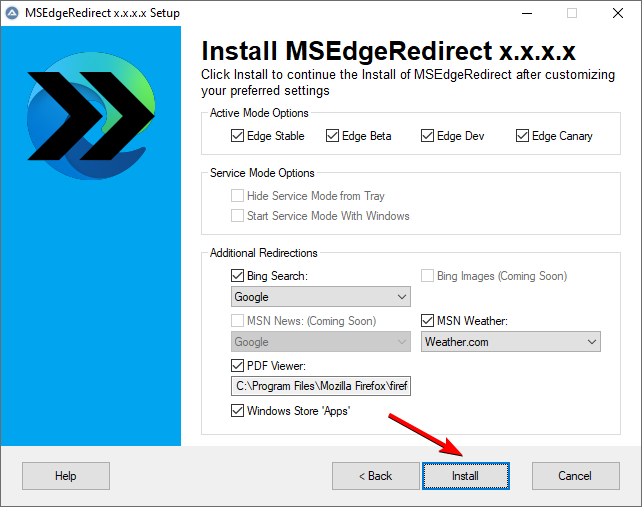 how to install msedge redirect on pc