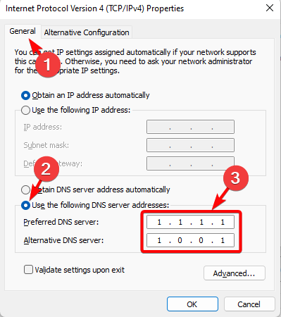 add preferred and alternate DNS