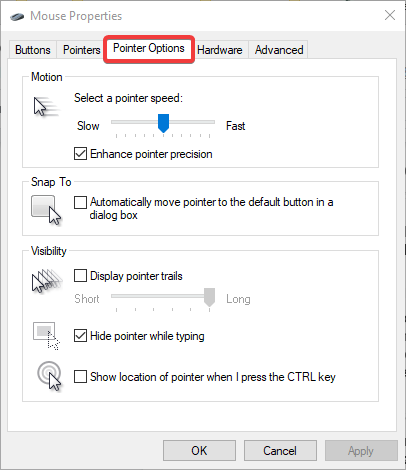 Pointer options
