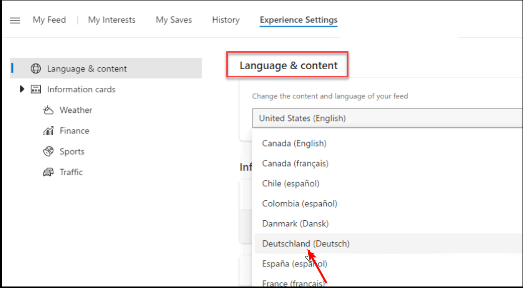 select widgets language options
