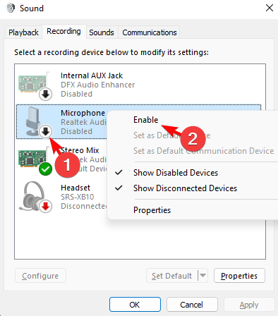 enable Microphone