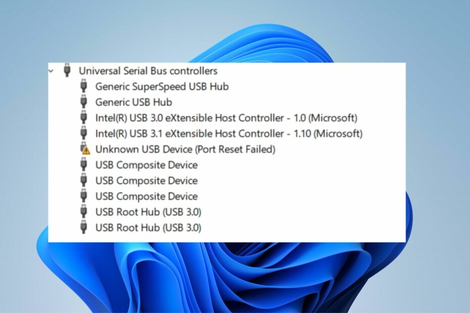 port reset failed windows 11 usb