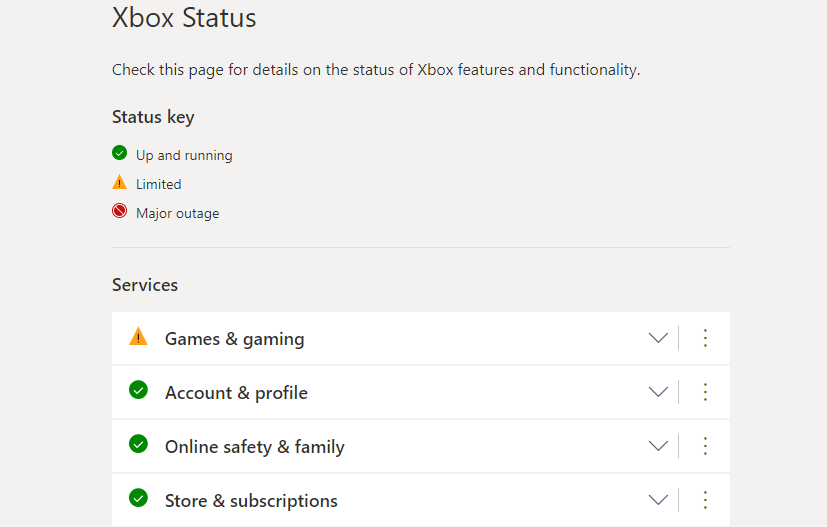 Xbox status - party encountered an error