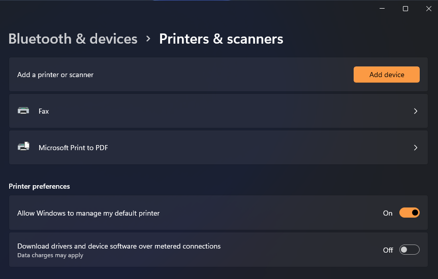 add device printers and scanners