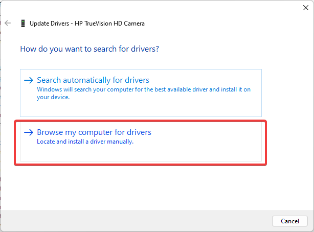  browse drivers option in device manager
