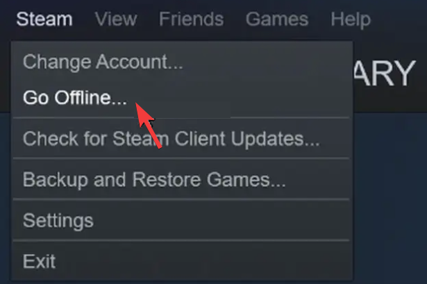 click to go offline in steam