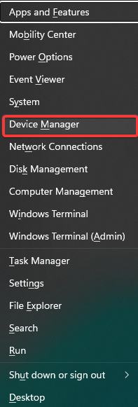 device manager option