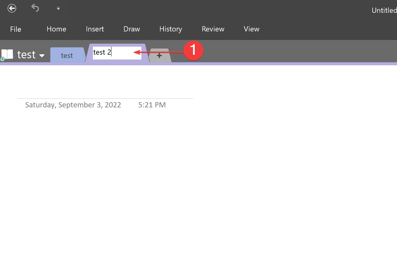 rename new section in onenote