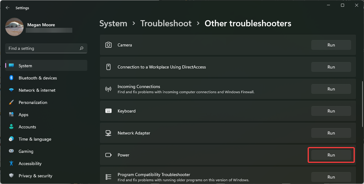 Run power troubleshooter if laptop battery not charging above 80.