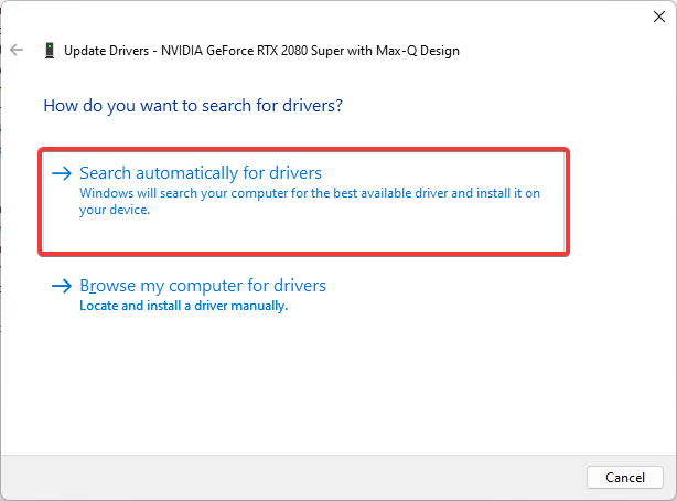 search automatically for drivers.
