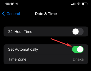 set time automatically ios
