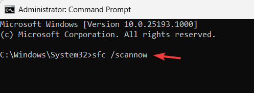 sfc /scannow コマンドを実行します