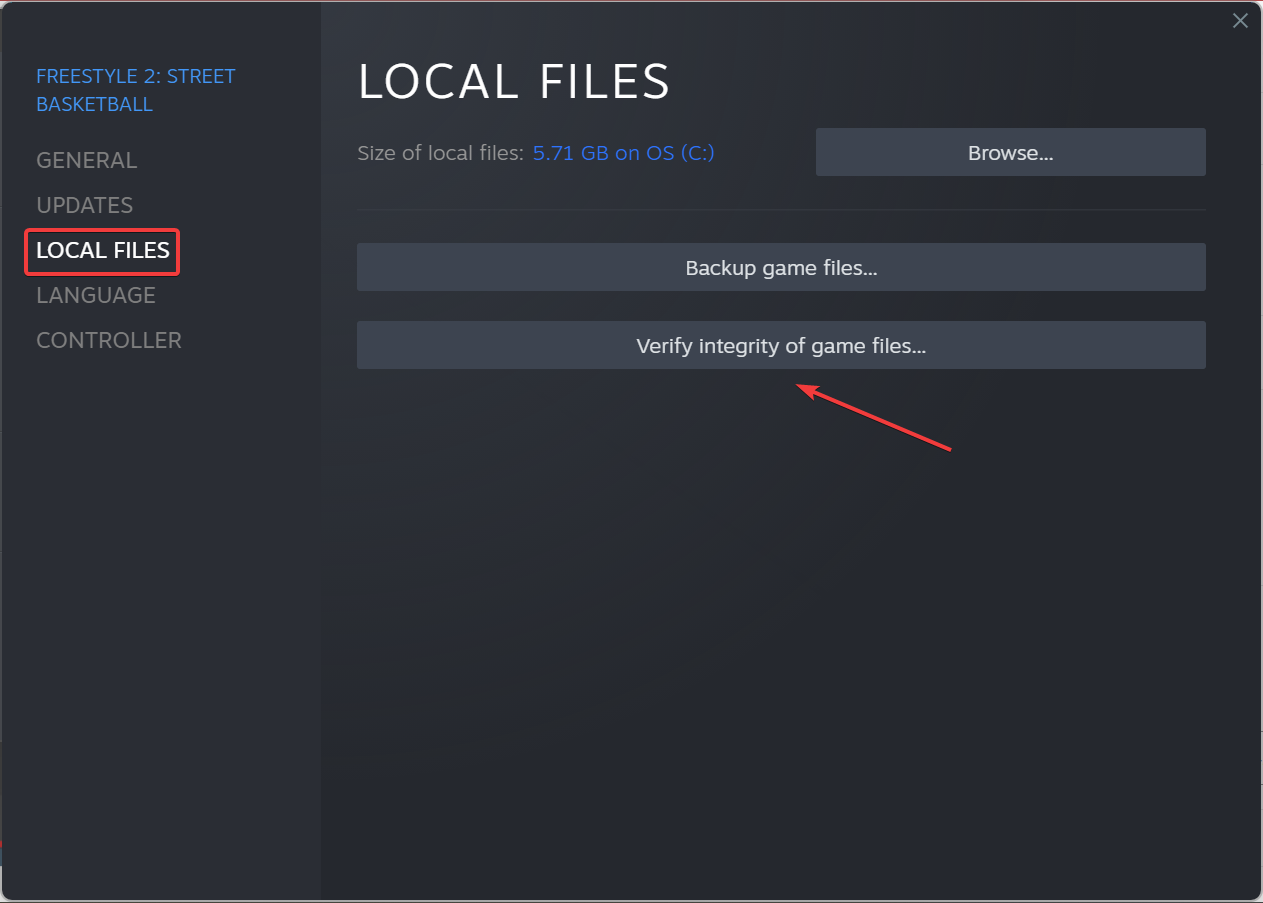 verify integrity of game files to fix an error occurred while updating steam