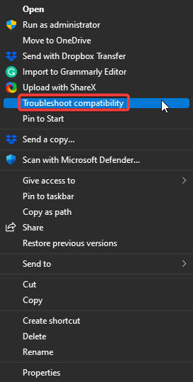 Troubleshooter compatibility.