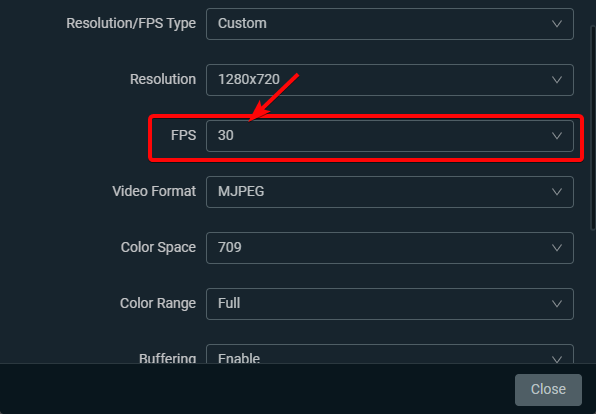 change FPS settings to 30