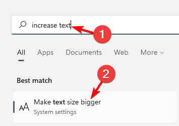 click on make text size better