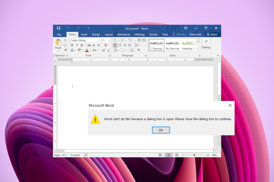 Fix: Word Can't Do This Because a Dialog Box is Open