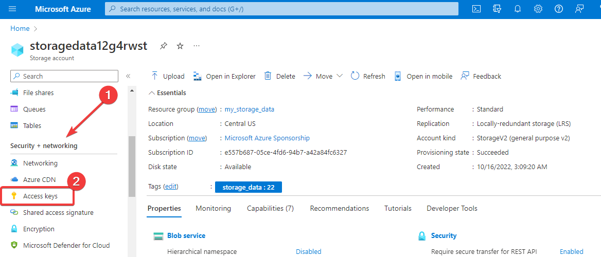Azure networking and security settings