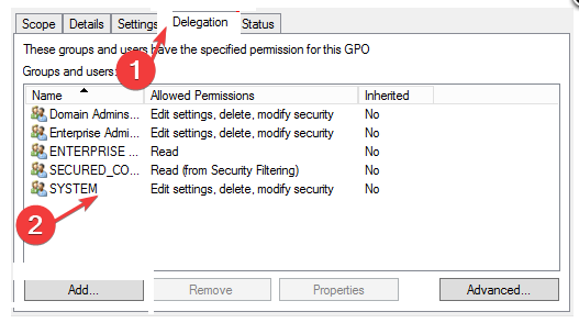 click on group policy object