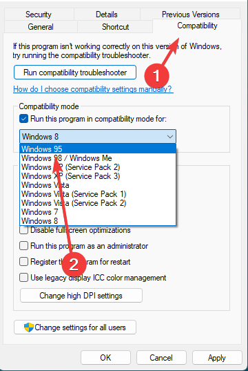 Compatibility mode section