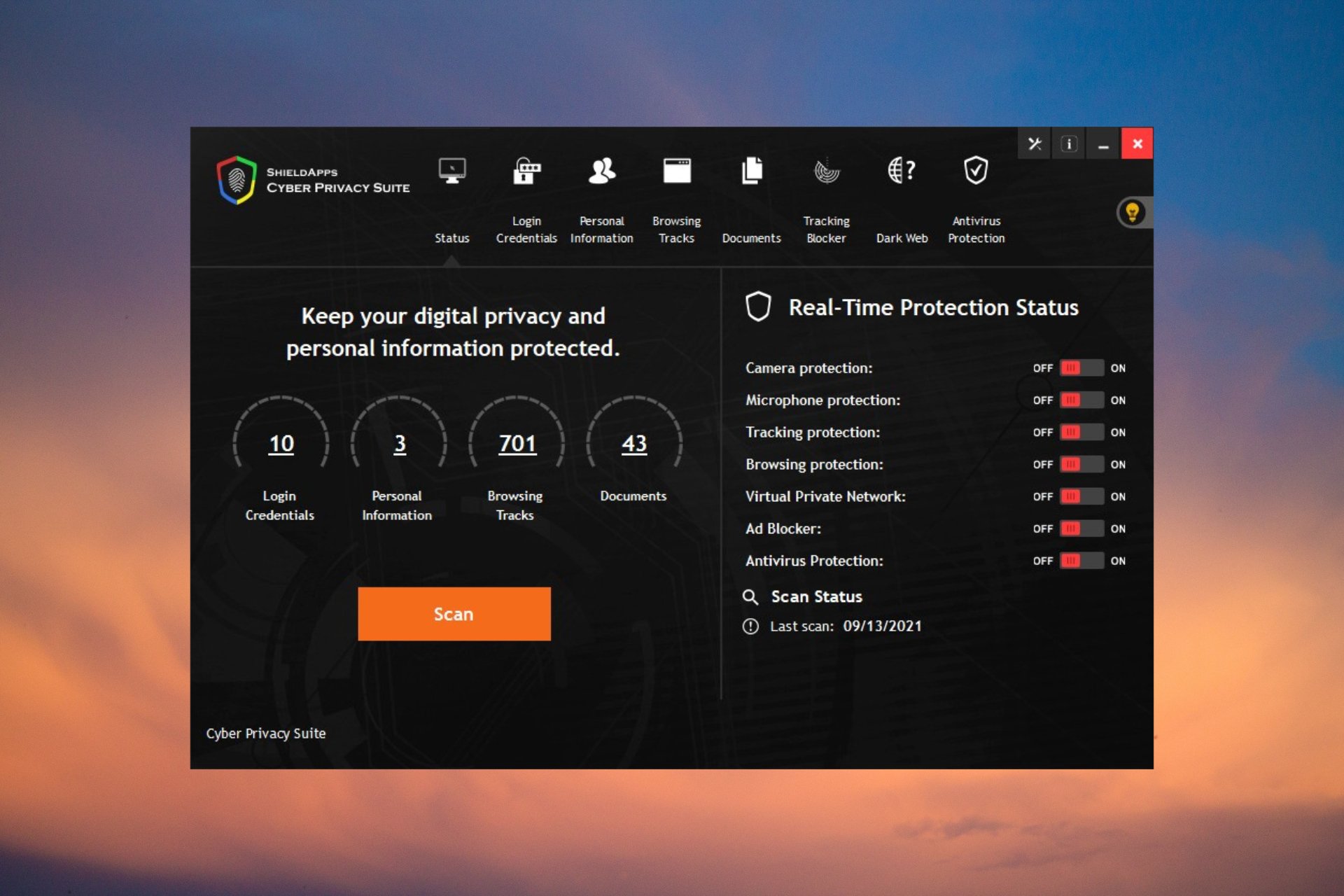 Cyber Privacy Suite features