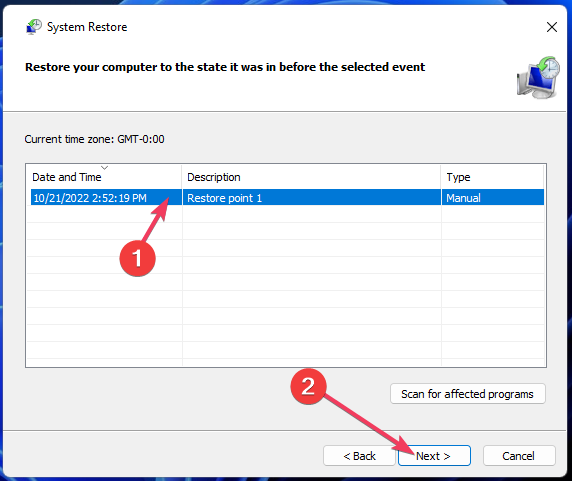 Restore point windows 11 display settings not working