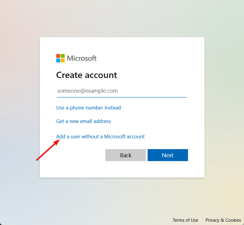 add-user-no-microsoft this app can't run on your pc