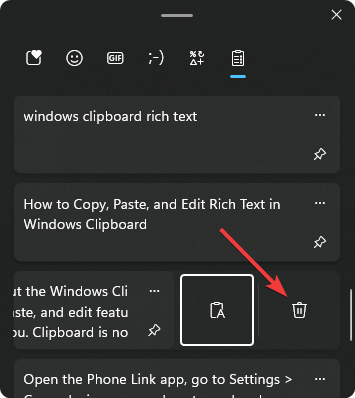 deleting item windows clipboard history
