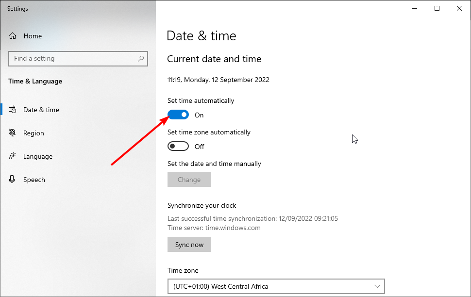 disable set time automatically in windows 10