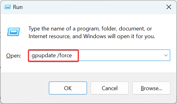 gpupdate /force to fix group policy not creating registry key