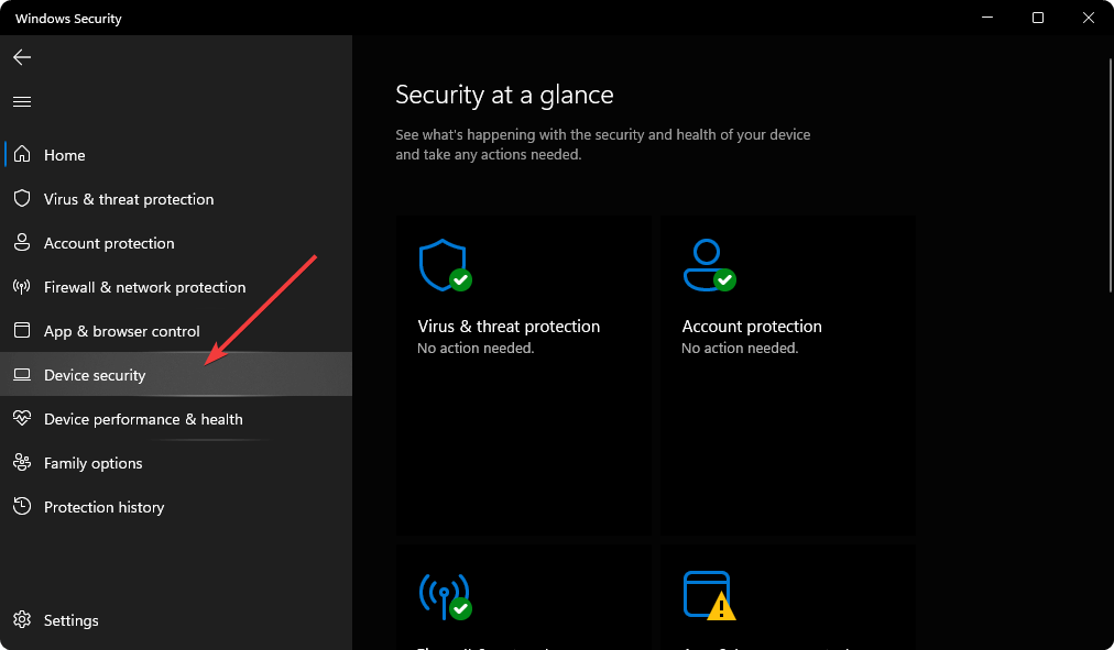 デバイス セキュリティ Windows セキュリティ