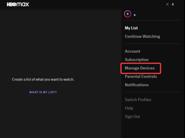 manage device hbo max website