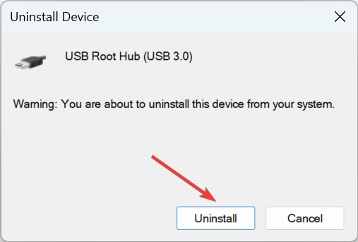 confirm uninstall to fix usb device not recognized windows 10