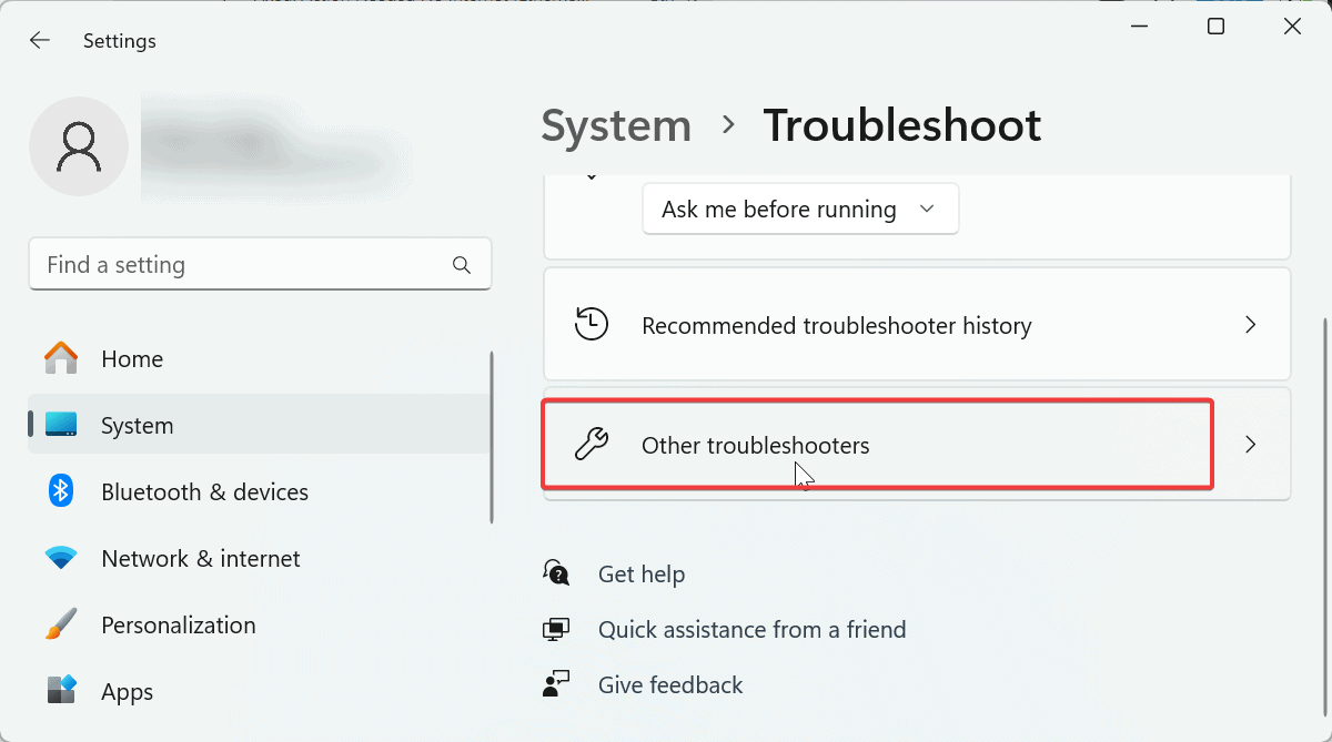 other troubleshooters windows