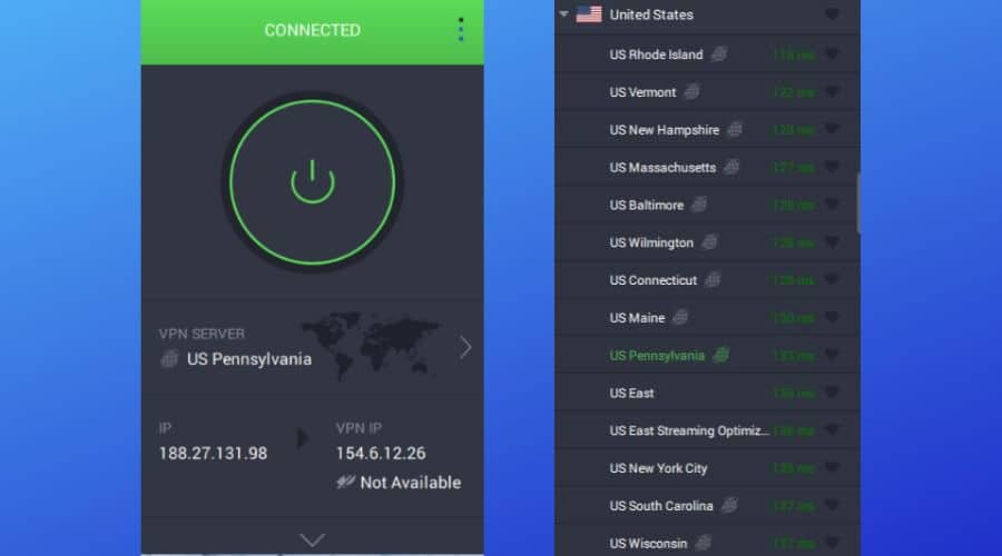 pia vpn pennsylvania server